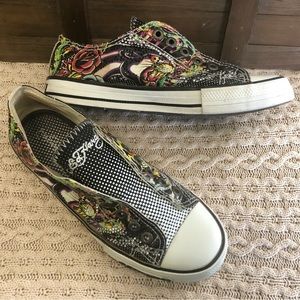 Ed Hardy rhinestone embellished sneakers. Size 7